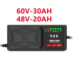 60/48V 30/20AH Car Motorcycle Battery Charger Full Pulse Automatic Fast Charge Current Leakage Protection&7 Lights Power Display