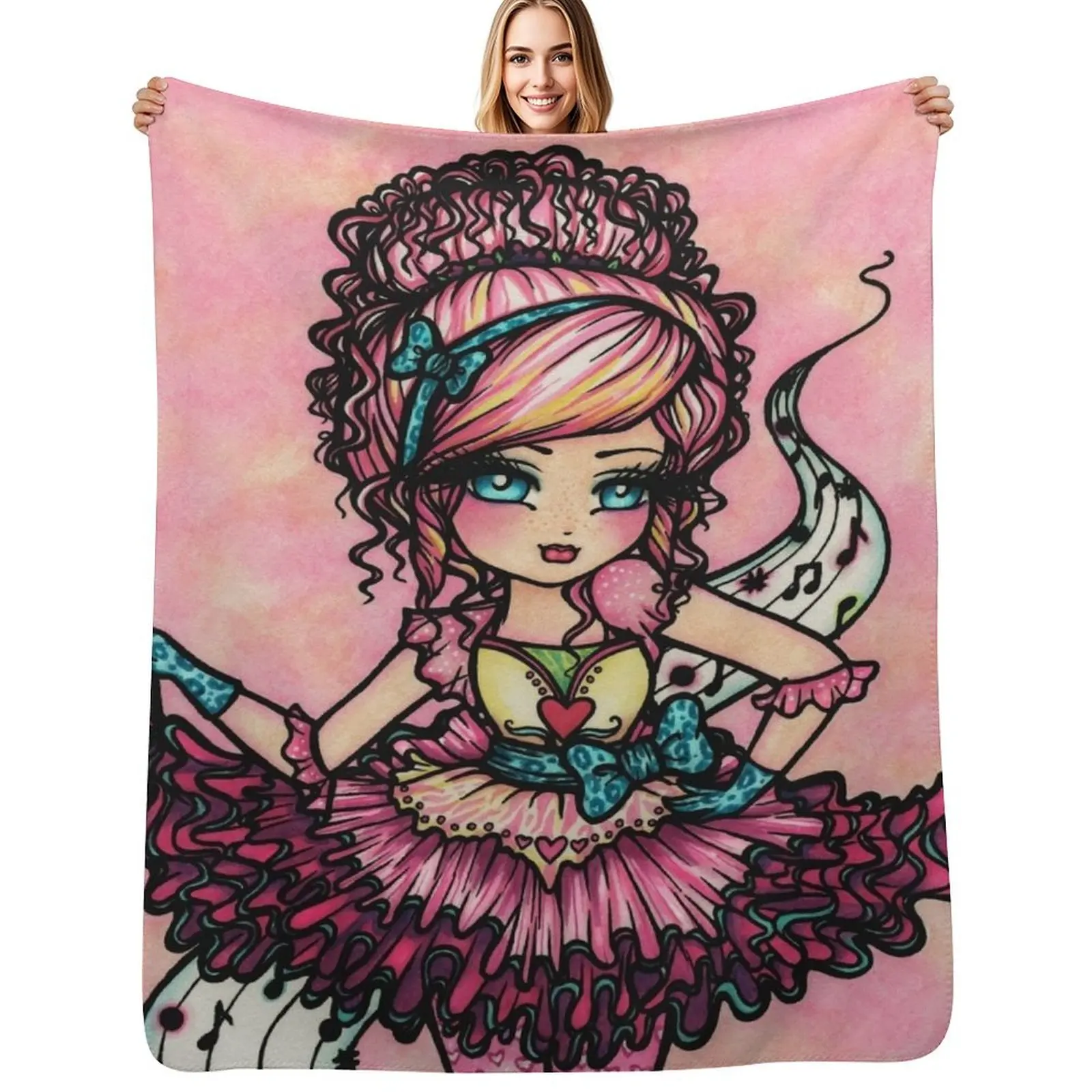 Ballerina Cutie Musical in Pink Fantasy Art Throw Blanket Hairys Plaid Sofa halloween sofa bed Soft Beds Blankets