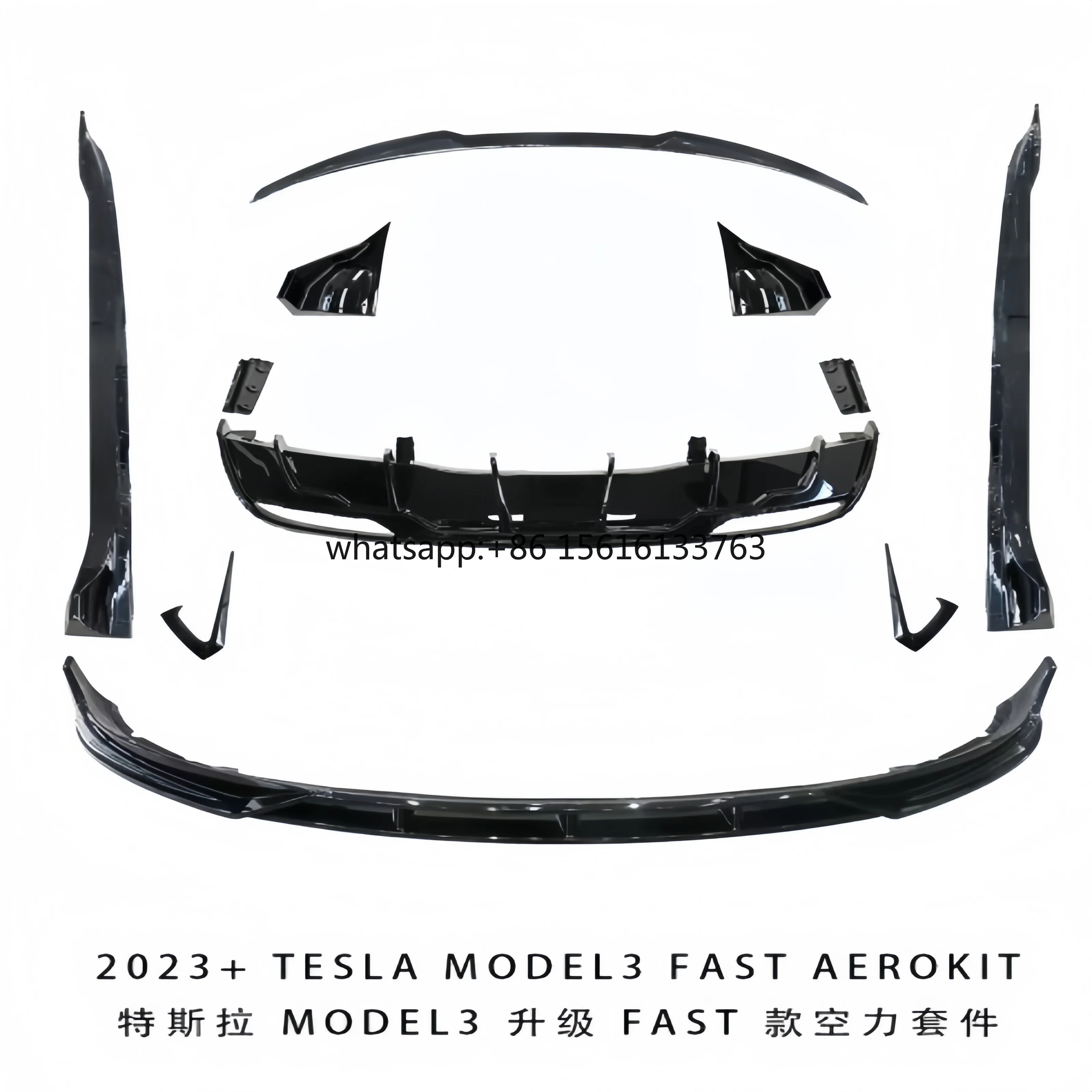 2023+ Model 3 Aero Kit Body Accessories Front Lip Rear Diffuser Side Skirts for Tesla New Mode 3 Bodykit