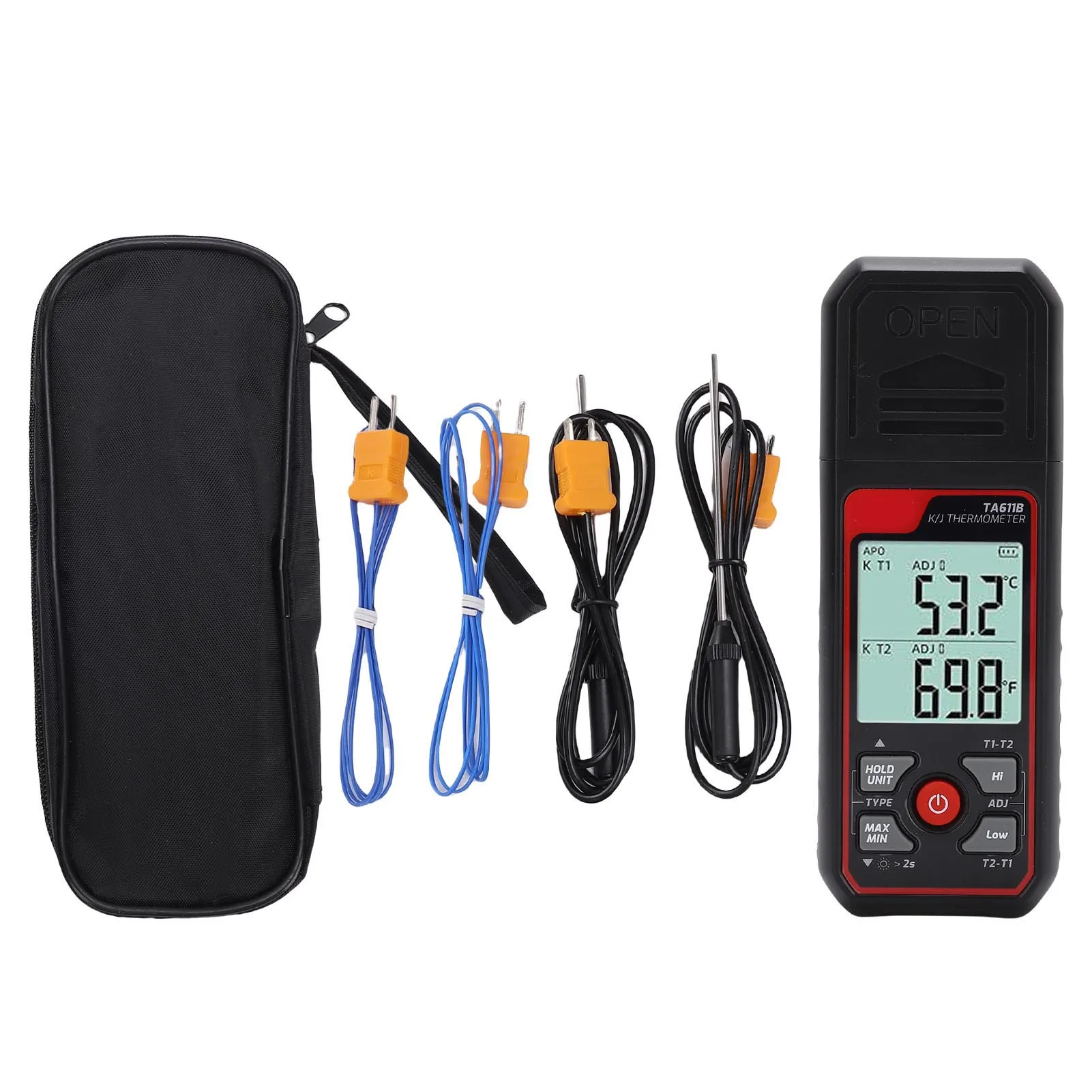 

Thermocouple Thermometer K J Type Dual Channel Digital Temperature Meter Backlit LCD Screen 2 Channel Thermometer