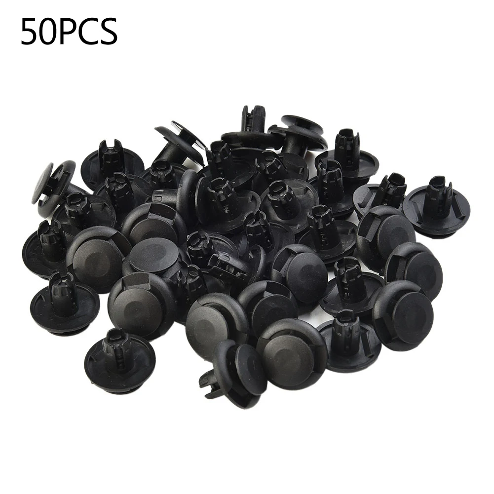 50 PCS 8mm Hole Plastic Push Pin Rivets Fastener Clips Car Bumper Door Panel Fender Liner Clips Black Auto Fastener Car Clips