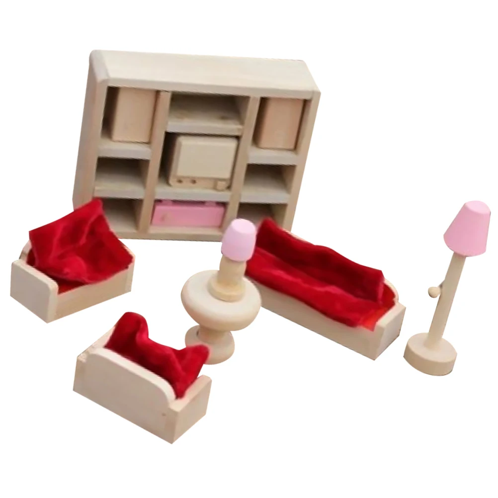 

11 PCS Wooden Furniture Dollhouse Toys Accessories Mini Funiture for Lounge Room Miniature