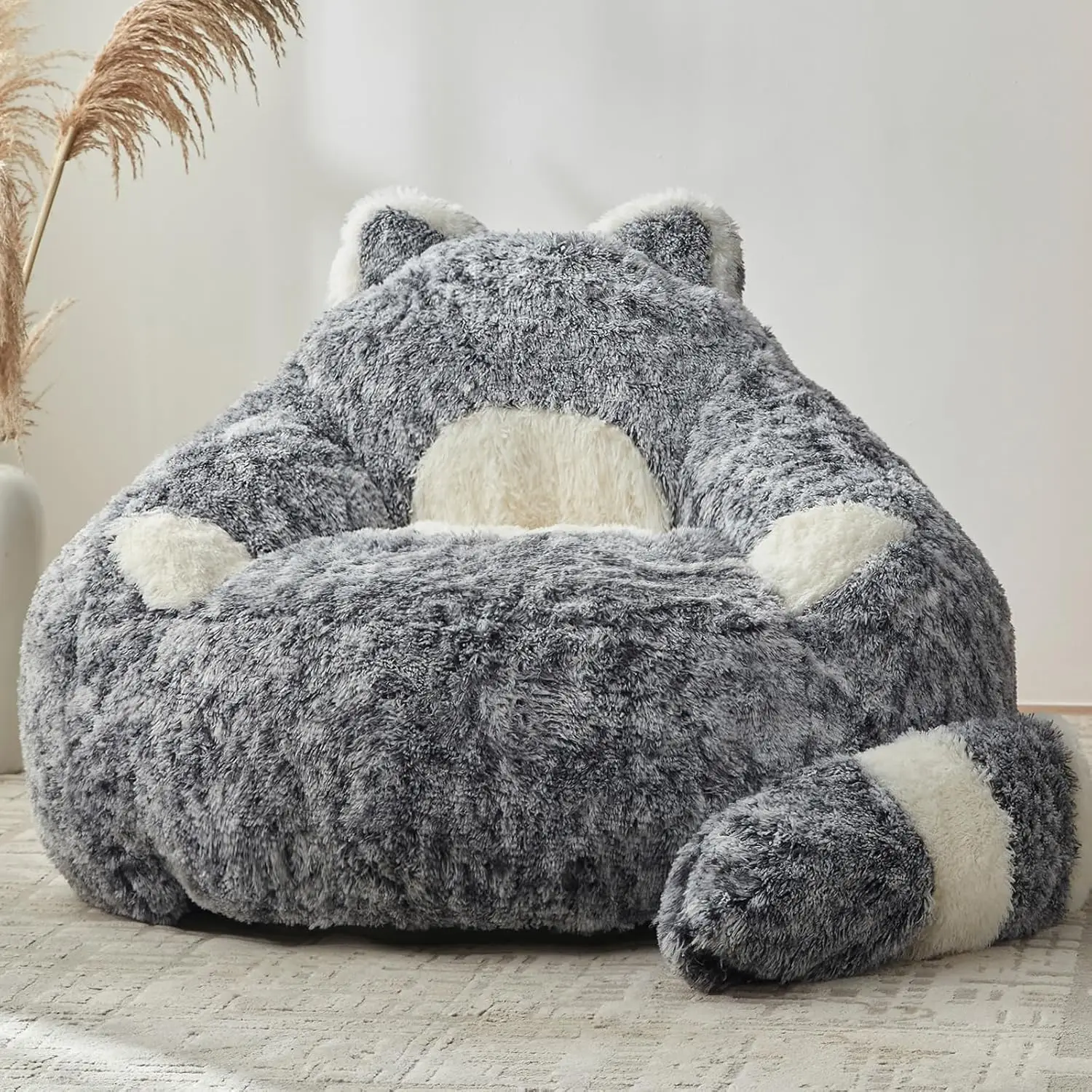 Giant Bean Bag Chairs For Adults Teens, Plush Beanbag Chair With Filler Comfy Faux Fur Fluffy Bean Bag Sofa Couch, Customized