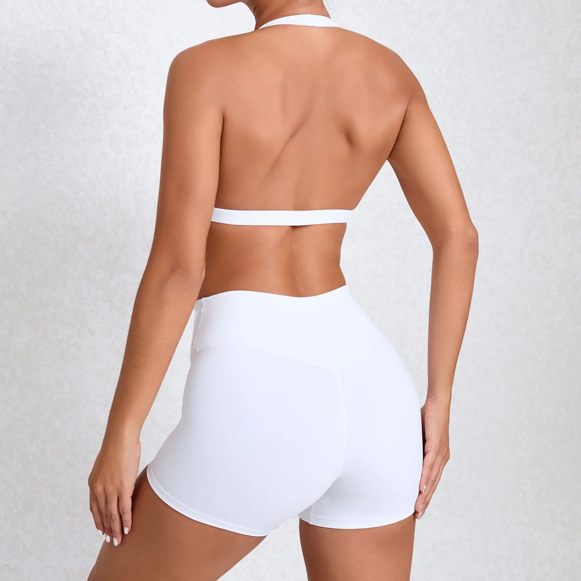 Summer Yoga Set Women Sexy Halter Neck Sports Bra High Waist Shorts Running Tracksuit Fitness Clothing Workout Outfits Gym Wear