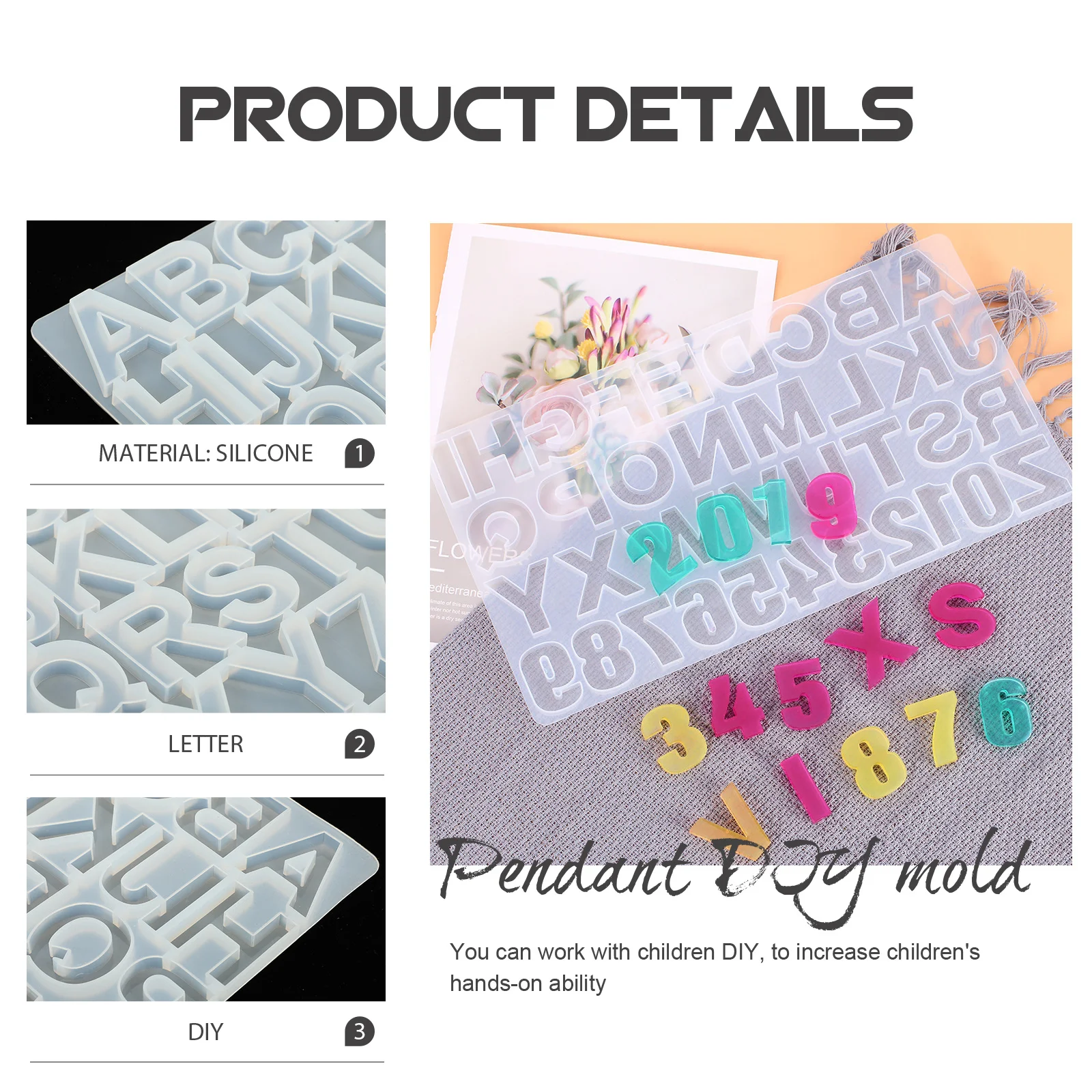 

Silicone Alphabet Number Pendant Making Mold DIY Jewelry Charm Craft Mold Crystal Epoxy DIY Accessory Pendant Making Molds