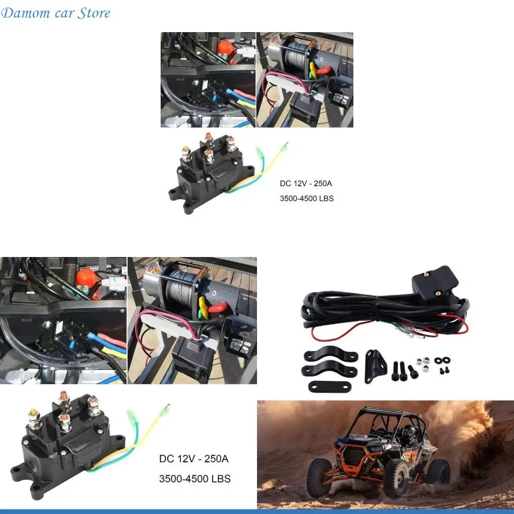 A2UC 12V ATV Winch Solenoid Contactor Universal & Rocker Thumb Switch Combo