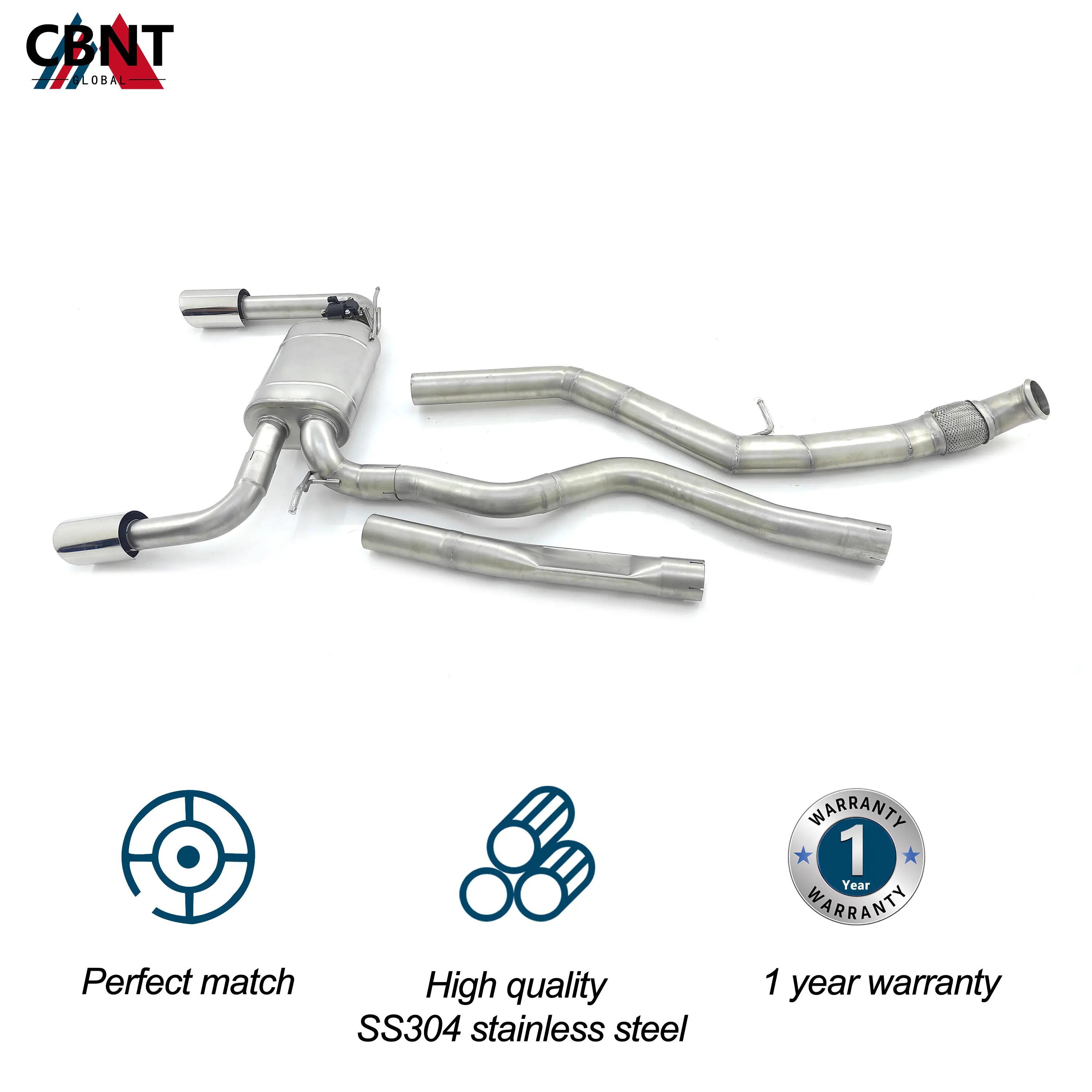 CBNT for BMW F30 335i 435i N55 Catback with Valve Muffler High Quality 304 Stainless Steel Tuning Valved Exhaust Pipe System