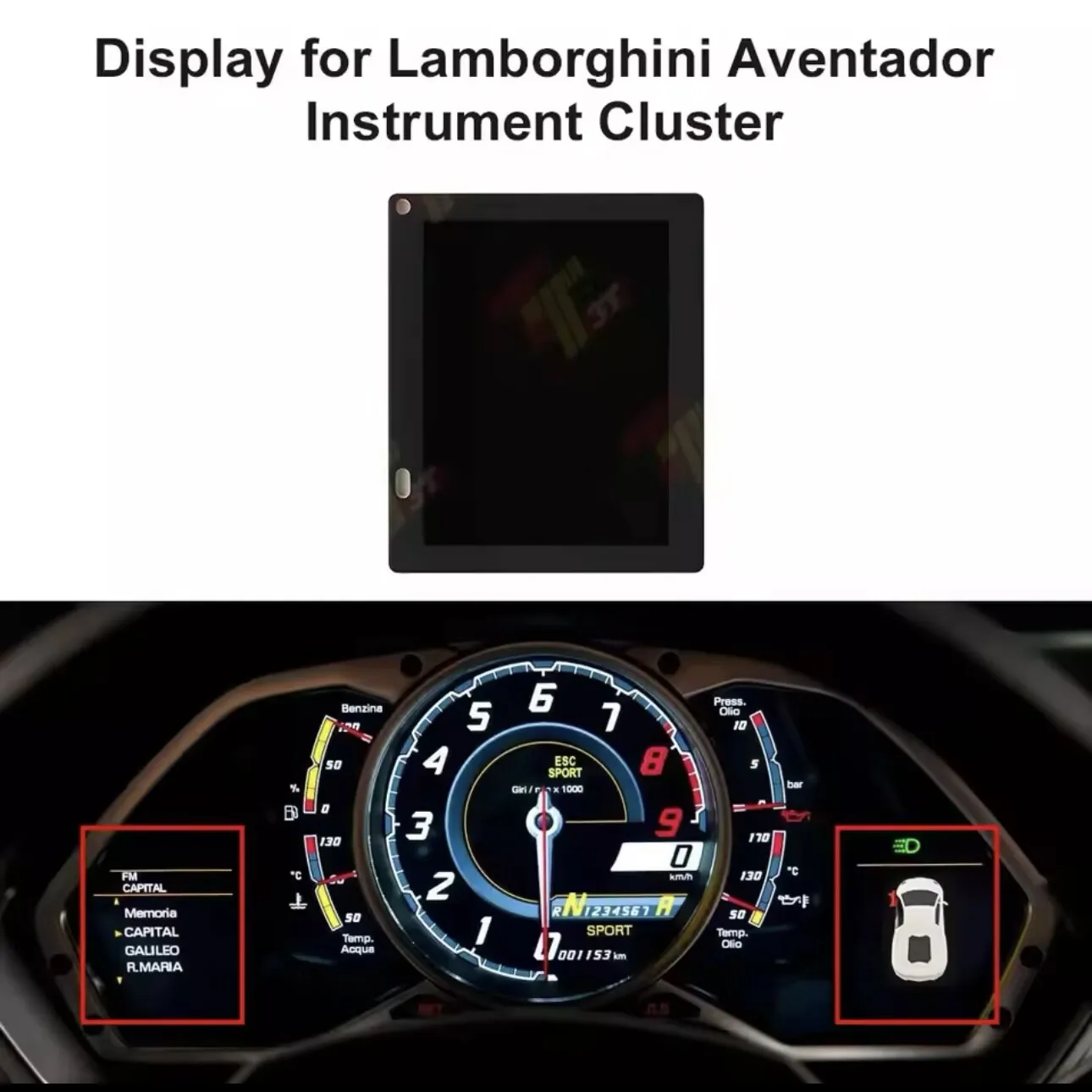 

LCD Display LT035CA23A00 for OEM Lamborghini Aventador 2012-2018 470920900 Dachboard Instrument Cluster Speedometer Replacement