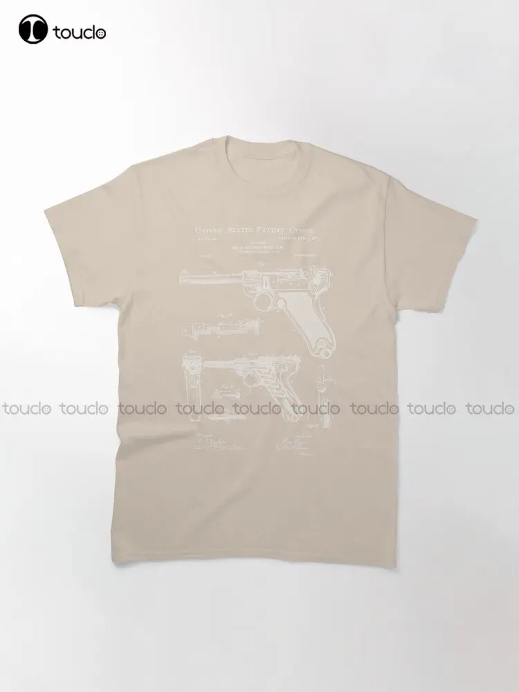 1904 Luger Pistol Patent Print Shirt Recoil Loading Firearm Hand Gun Design Gift For Boyfriend Classic T-Shirt Custom Gift