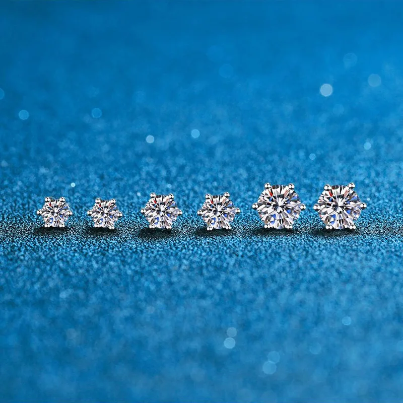 GRA 0.5ct-2ct D Color Certified Moissanite Stud Earrings Lab Created Diamond 925 Sterling Silver Gold Plated Wedding Jewelry image 3
