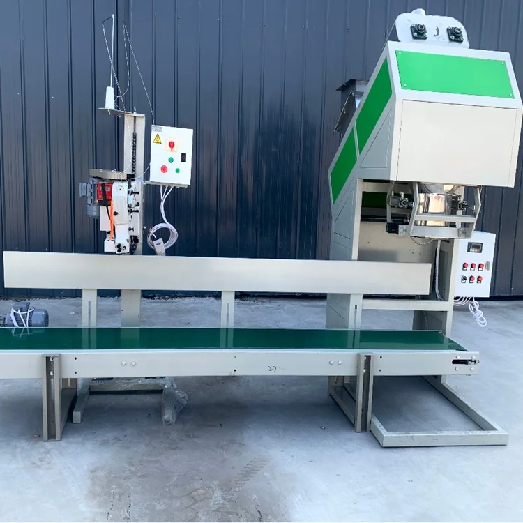 Automatic 5- 25kg Wheat Flour Corn Rice Powder Bag Weighing Packaging with Conveyor and Sewing Machine