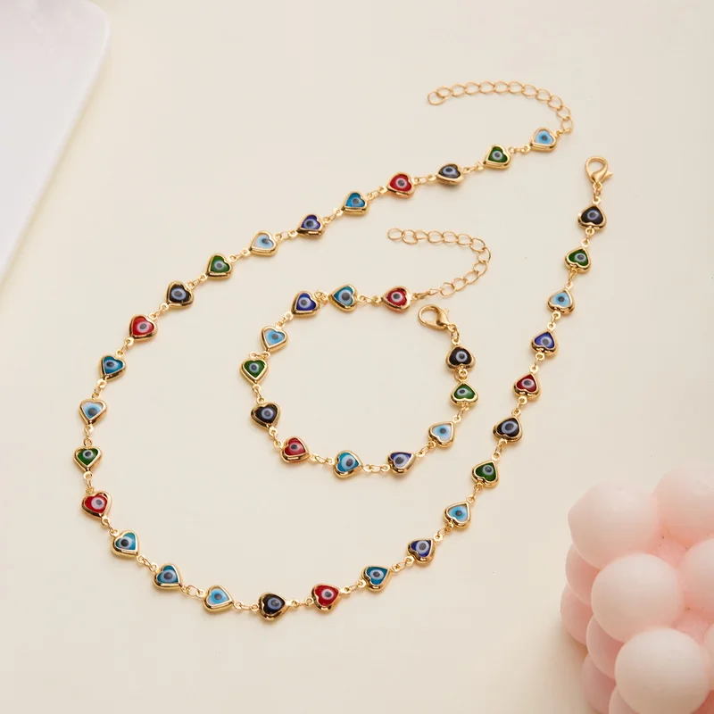 Trendiges Rotes Kirsch-Anhänger-Armband-Set für Damen, Exquisites Zirkon-Herz-Armband, Fußkettchen, Halskette, Hochzeitsschmuck, Partygeschenk – Detail 10