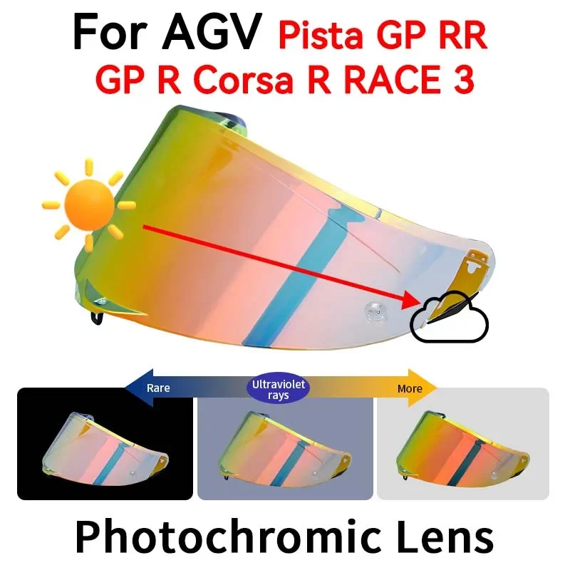 

Visor For AGV Pista GPR GP RR R RACE 2 RACE 3 Photochromic Red Shield Visor Lens Capacete Racing viceras para casco Pista