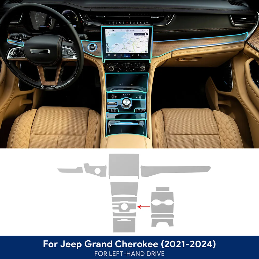 Film de protection intérieur de voiture en TPU, anti-rayures, pour Jeep Grand Cherokee WL 20-24, autocollants transparents anti-déchirure