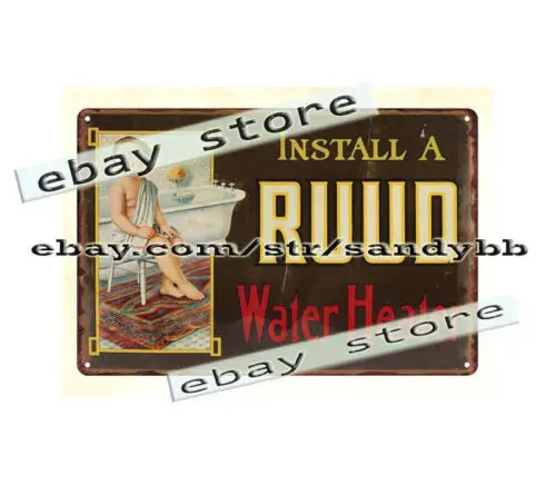 rectangular metal wall decor Ruud Water Heater metal tin sign-Aluminum