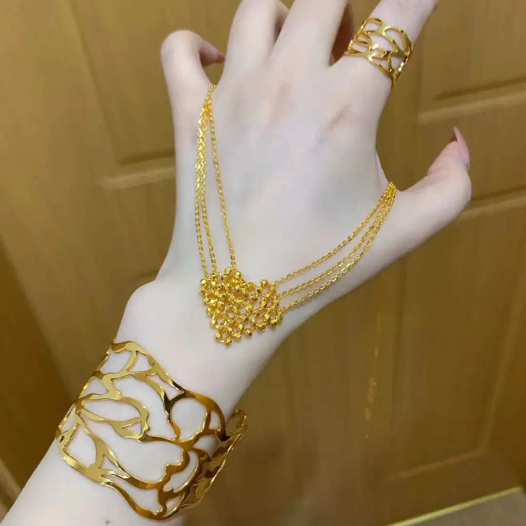 

Женское лоскутное ожерелье в форме сердца из 24-каратного золота AU999 — лоскутное ожерелье в форме сердца, обрамление на шею, подходит для свиданий и покупок