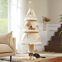 Multi-Level Cat Condo for Indoor Cats Modern Cat Tree with Thick Scratching Post Metal Frame Replaceable Cushion Cat Furniture