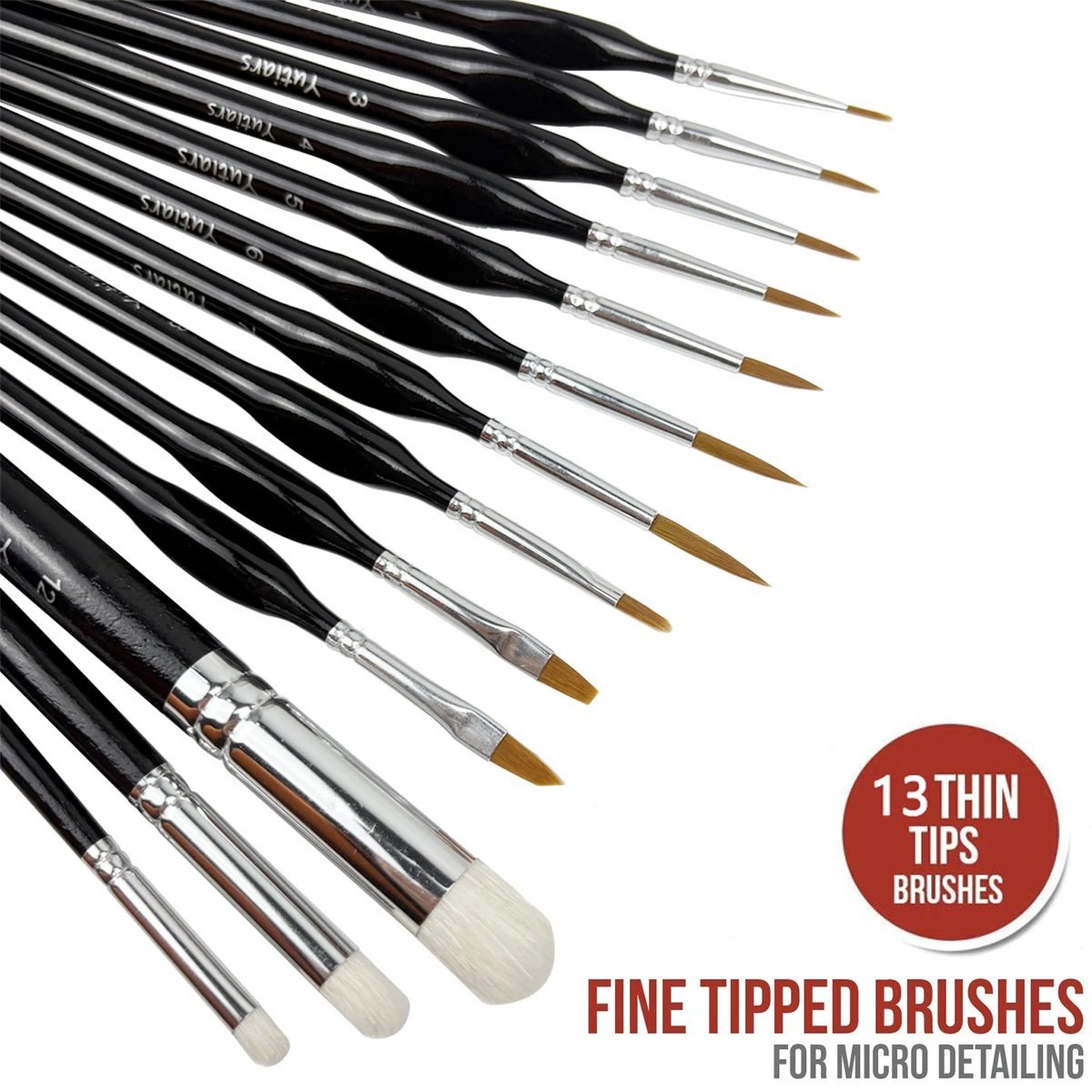 Miniature Paint Brushes Drybrush-13pcs Micro Detail Paint Brush Set, Small Fine Detail Brushes for Acrylic, Watercolor, Oil