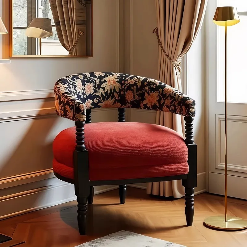 كرسي أريكة فردي فرنسي عتيق لغرفة النوم وغرفة المعيشة كرسي ترفيهي أمريكي من الخشب الصلب