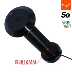 5G new tuya 16MM diameter wide-angle cat eye infrared night vision peephole WiFi doorbell camera