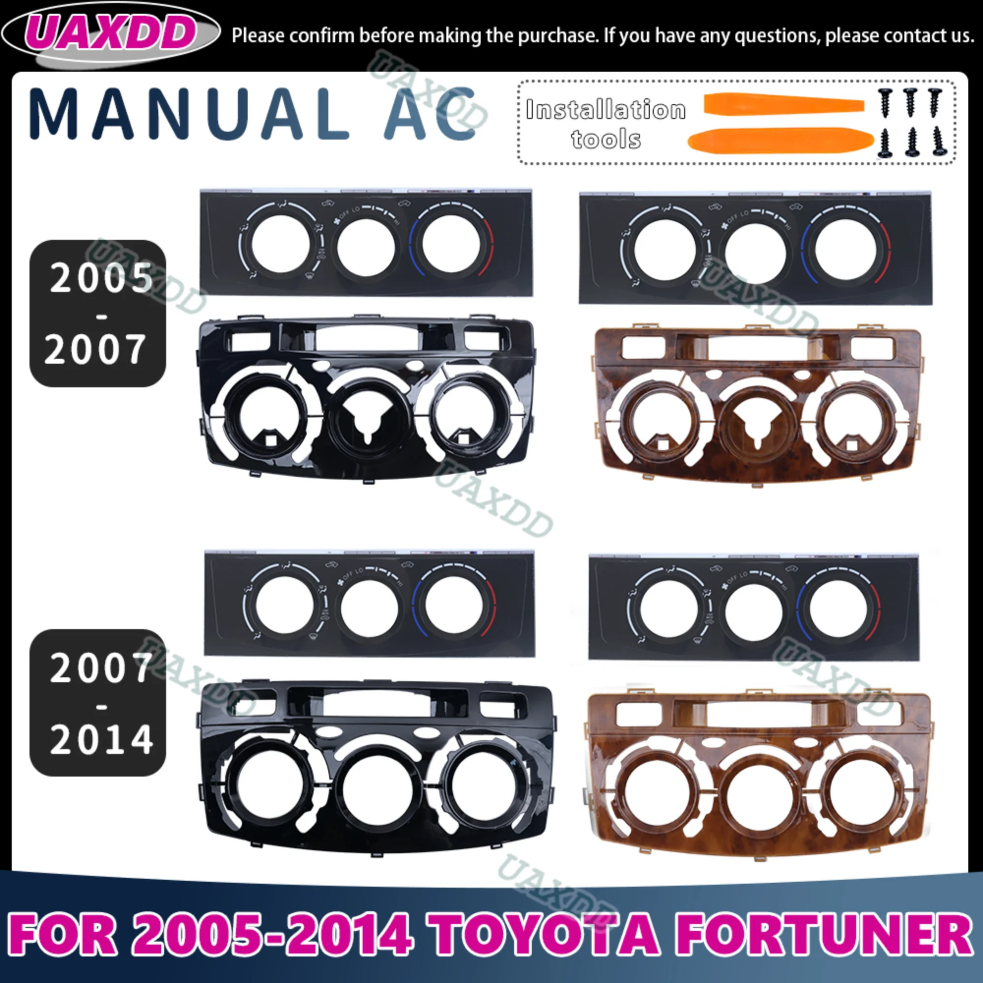 For Toyota Fortuner 2005-2014 Manual Accessories Automatic Car Interior Android Frame Panel Center Fascia Plastic 2 Din