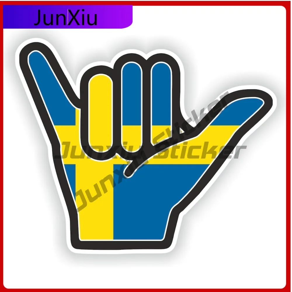 

Sweden Flag Shaka Hand Hang Loose Sticker Vinyl Decal Graphic V125 Motorcycle Long Stickers Camping Car Decoration Decal For Car