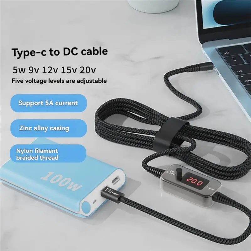 A23F-100W USB C To DC Power Boost Cable Type C To DC 5V/9V/12V/15V/20V Fast Charging Step-Up Converter Cord With Adapter
