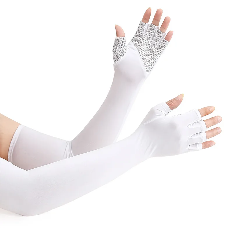 Mangas de protección solar para hombre y mujer, guantes elásticos antideslizantes para conducción, ciclismo, pesca, seda de hielo