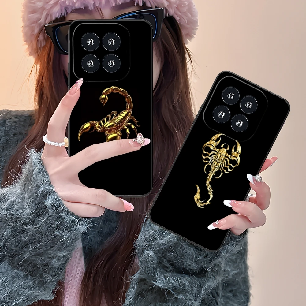 Colored Golden Scorpio Mobile Cell Phone Case for Xiaomi 14 13 12 11 10 9 T Ultra Lite Pro S SE X 5G Black Phone Cover Shell