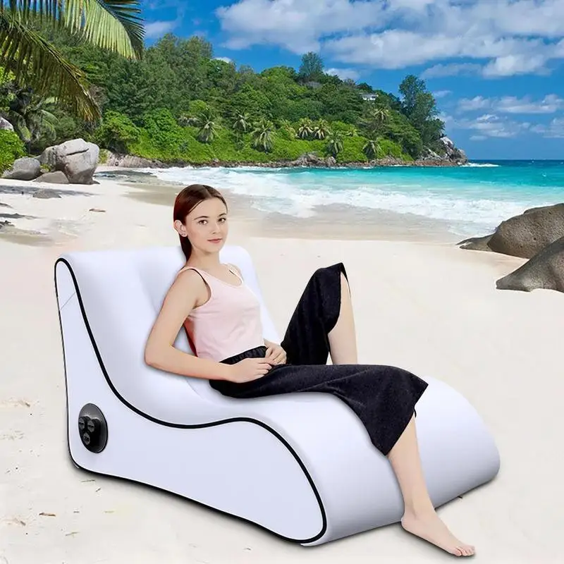 Inflatable Couch Automatic Inflatable Lounger Electric Pump & Power Bank Blow Up Couch Chair For Camping Traveling Outdoor