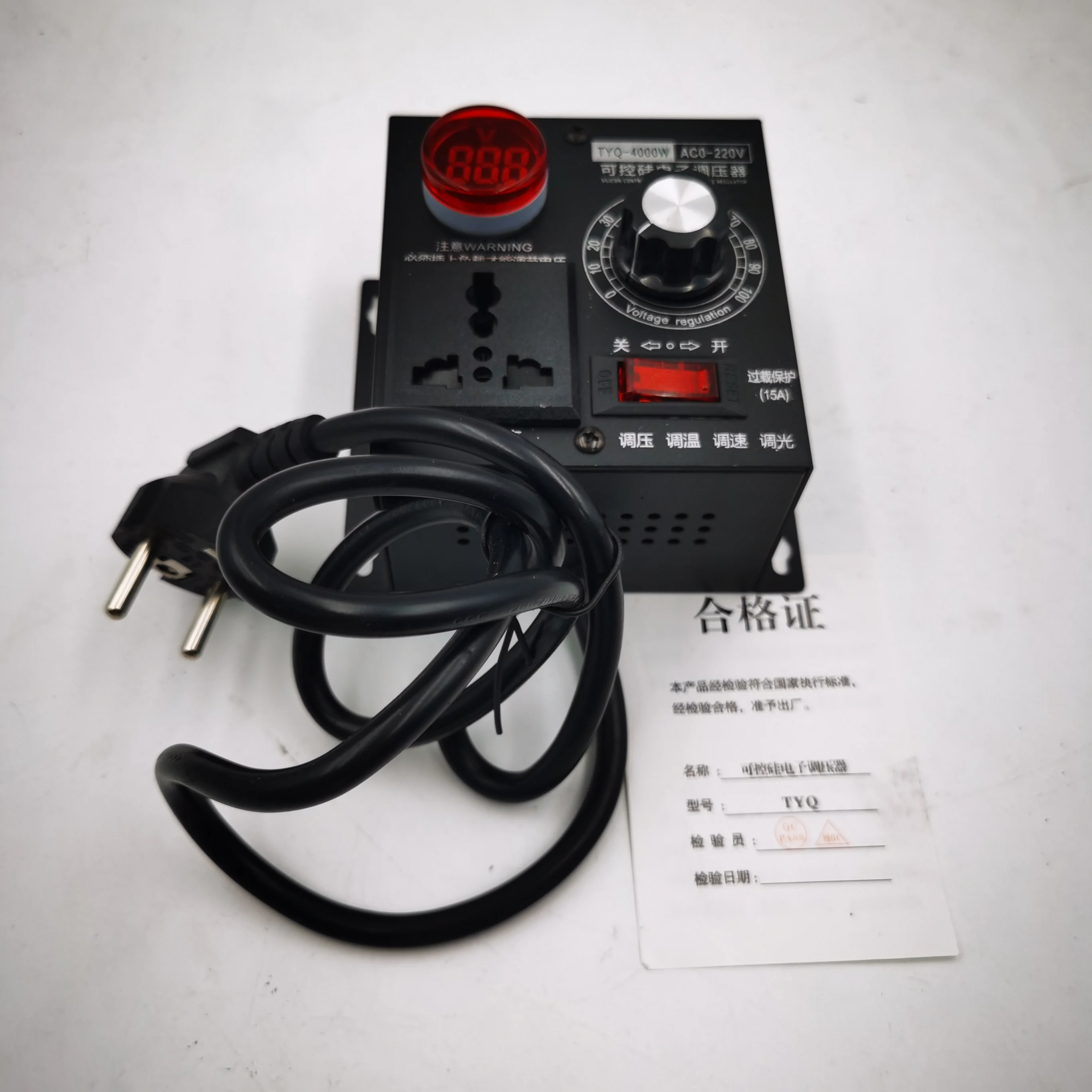 Controlador de Tensão Variável Compacto da C.a. 220v 4000w Regulador de Tensão Ajustável do Dimmer do Regulador de Tensão da Temperatura da Velocidade