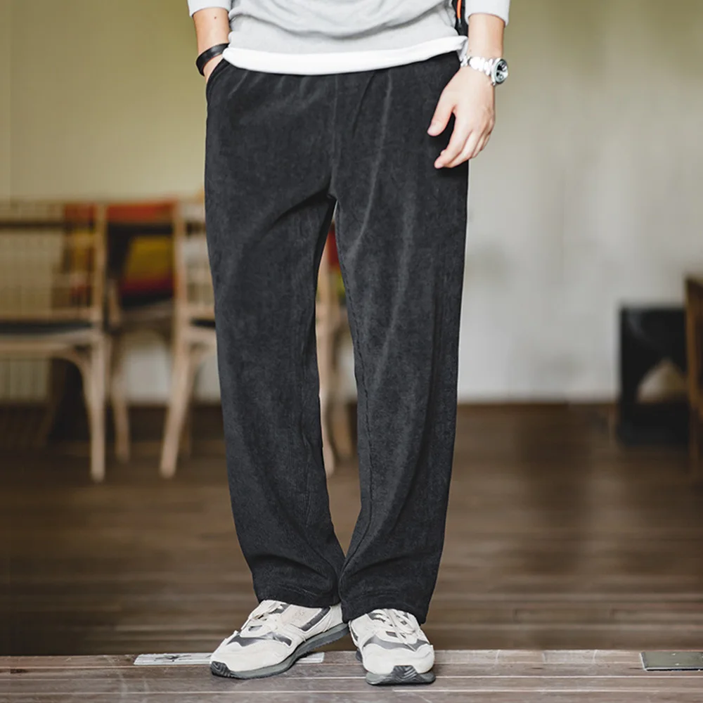 

Maden повседневные вельветовые драпированные брюки из синели, прямые брюки с имитацией брюк без глажки для мужских весенне-осенних брюк