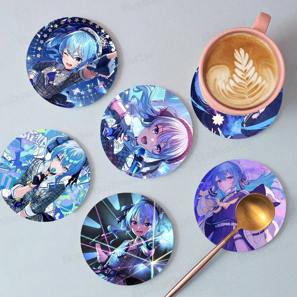 Virtual singers H-hoshimachi S-suisei Themed Wooden Coaster Non-Slip Heat-Resistant Fun Dining Table Decoration Cafe Restaurant