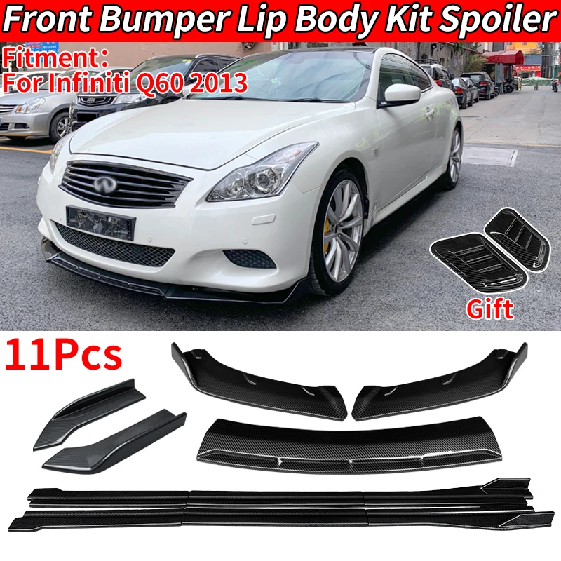 For Infiniti Q60 2013 Accessories Vehicles Front Bumper Lip Chin Spoiler Protector Side Skirts Extensions Rear Wrap Angle