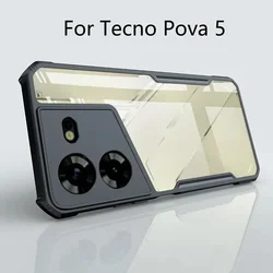 Cover For Tecno Pova 5 Case Clear TPU Soft Silicone Ring Holder Phone Case For Tecno Pova5 Simple Transparent Shockproof Bumper