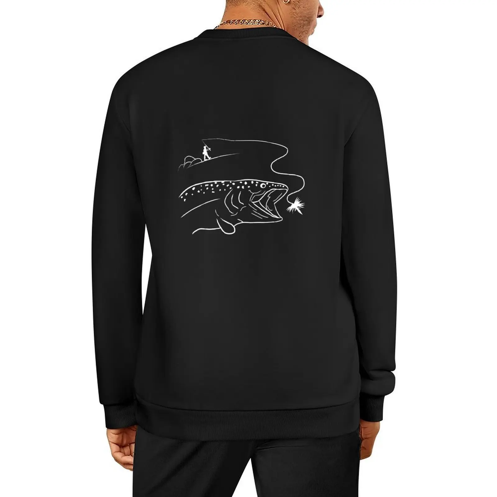 Fly Fishing Trout and Mountain Lover | Outdoor Flies Rod Trout Fly Fisher and Angler Pullover autumn jacket men new sweatshirt