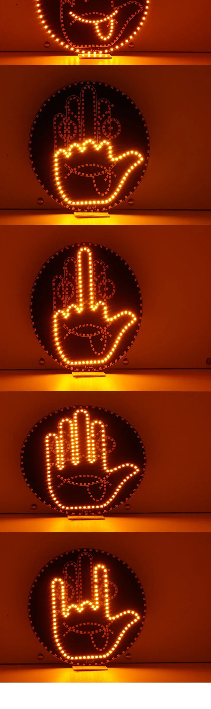Kreativer Spaß Drei Modelle Gestenlampe Auto Innen Heckscheibe LED Handgeste Zeichen Mittelfinger Zeichen Warnung Bremslicht – Detail 10