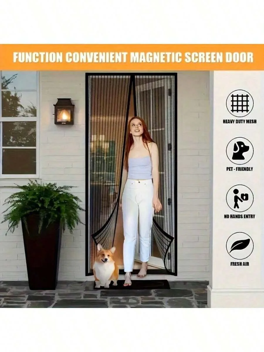 1pc Powerful Magnetic Screen Door , Durable Mesh Insect-Proof Design, Suitable For Front Door, Back Door And Courtyard Door