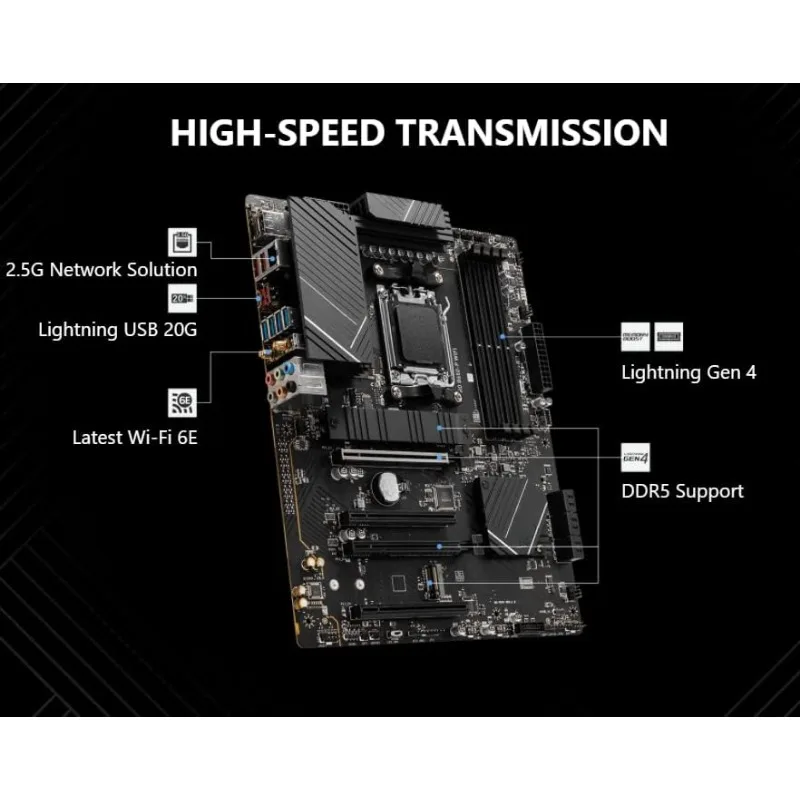 casa. 7 7700X 8 núcleos 16 threads MSI PRO B650-P WiFi ProSeries placa-mãe (AM5, ATX, DDR5, PCIe 4.0)