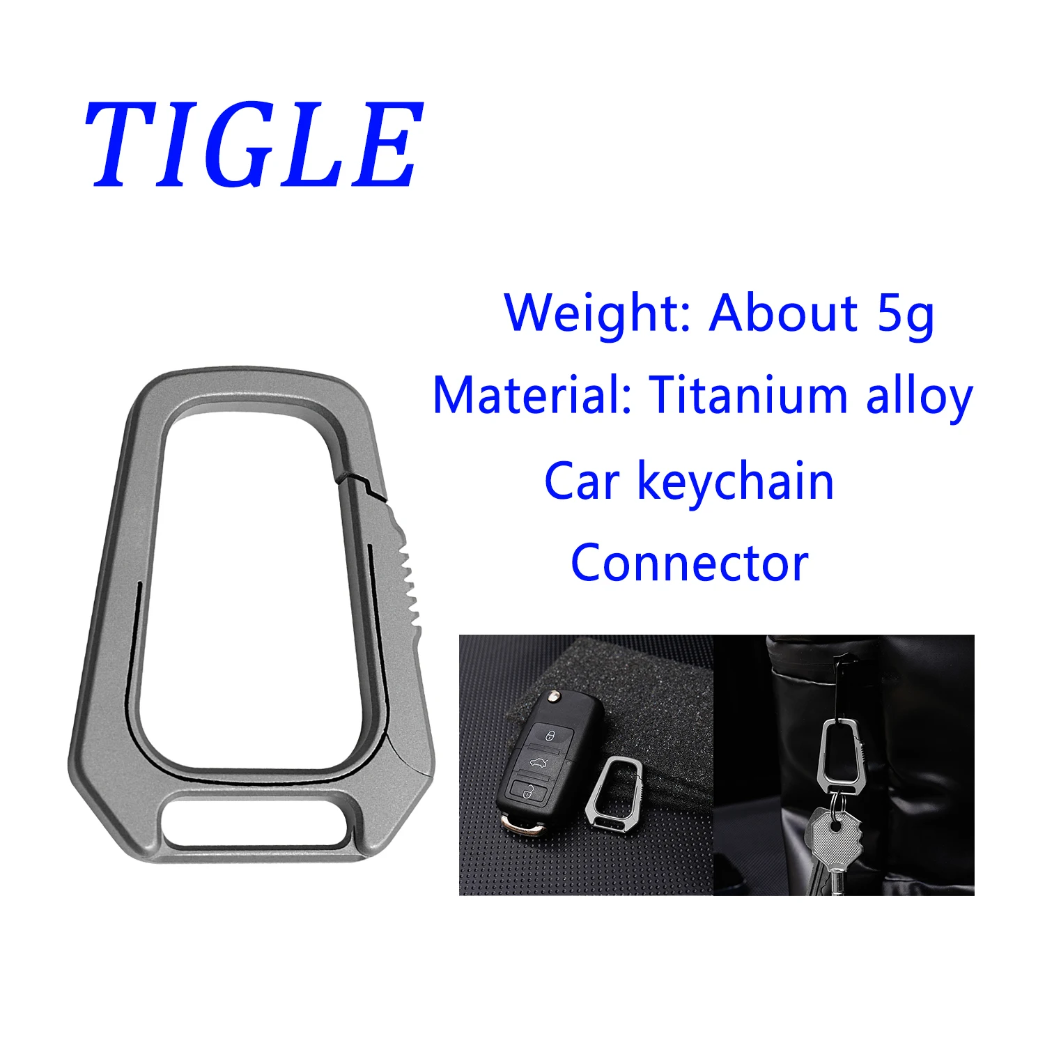 

TIGLE Titanium Alloy Keychain DIY Connector Mountaineering Buckle Outdoor Portable EDC Tool Simple Neutral Gift