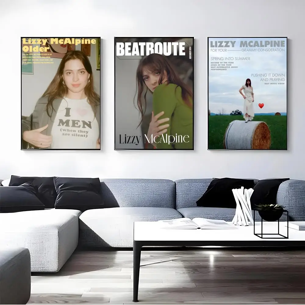 Singer Lizzy McAlpine Poster Self-adhesive Art Waterproof Paper Sticker Coffee House Bar Room Wall Decor