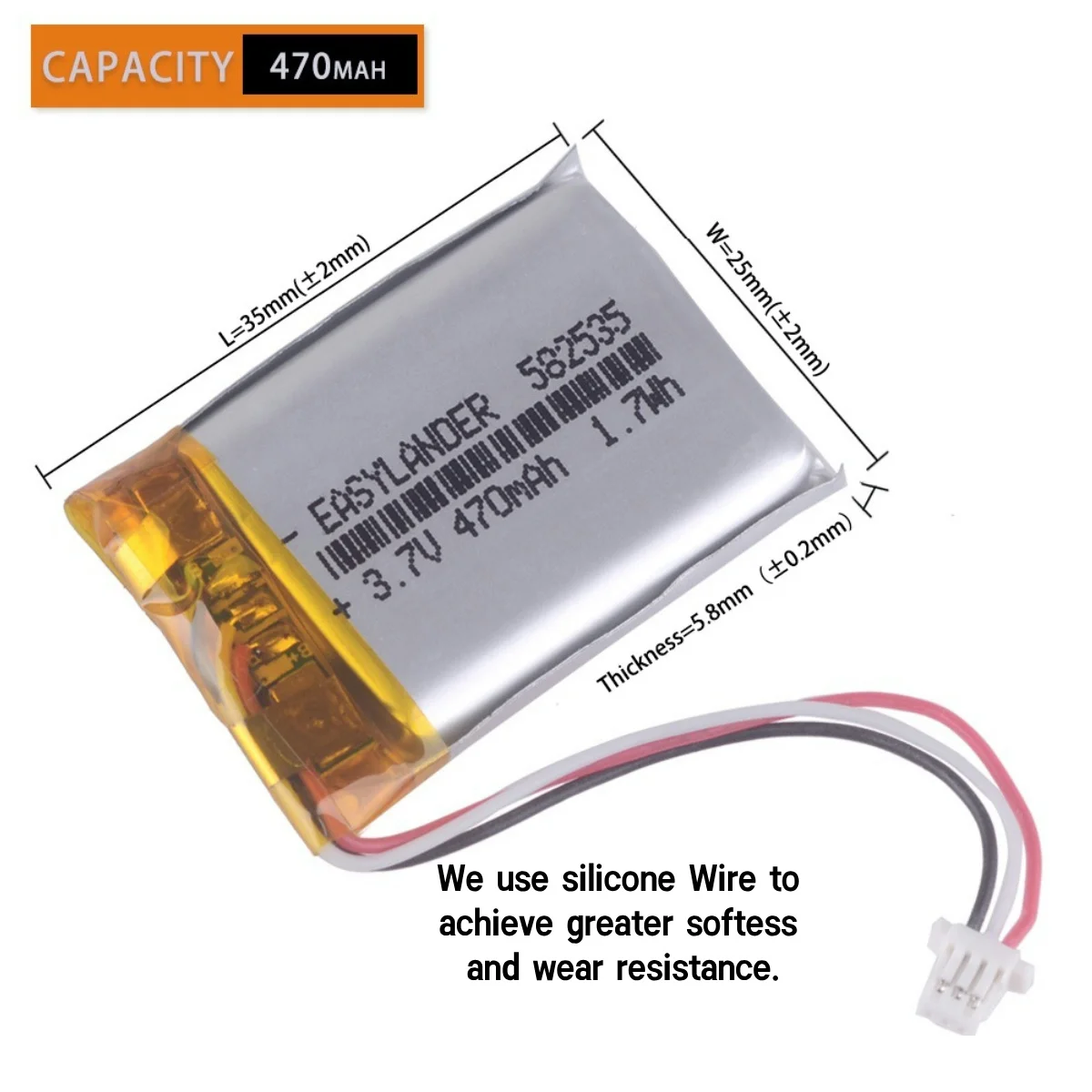 Silicone Wires 602535 582535 SP5  600mAh Battery For MIO tachograph papago HP F300 F200 F210 QStar A5 DVR parkcity 710