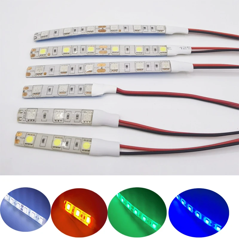 2pcs DC12V 5050 10cm 6leds 5cm 3led Strip Light Waterproof Led Tape flexible Strip Light Tira Home Decor Lamp Car Lamp