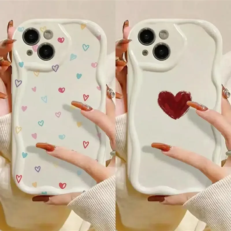 Cell Case For Samsung Galaxy S24 Ultra S23 FE S21 Plus A05 A05S A31 A51 A55 A54 5G A35 A25 Soft Silicone Love Heart Phone Cases