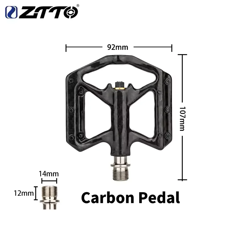 

ZTTO Ultra Light Carbon Fiber Pedals Anti-slip Titanium Axle Durable Road Bike Bearing Bicycle Pedals Cycling Accessories