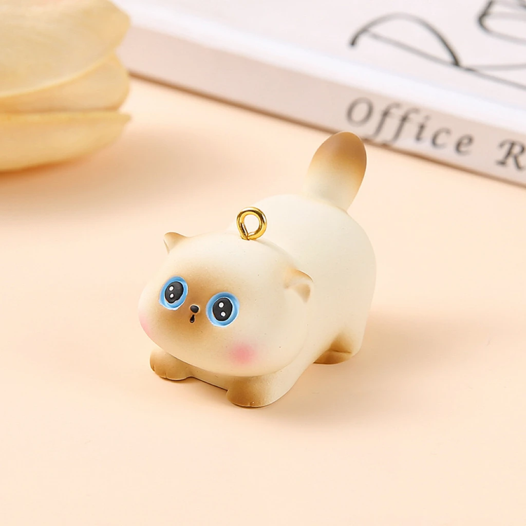 2PCS Cartoon resin animal charms simpatico gatto ciondolo per fare gioielli fai da te portachiavi zaino catene accessori