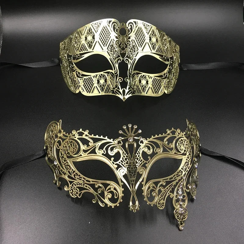 Filigrana de Metal plateado para hombres y mujeres, máscaras venecianas para mascarada, amantes del oro, Mardi Gras, espectáculos, bola, boda, pareja, fiesta, máscara S MN9