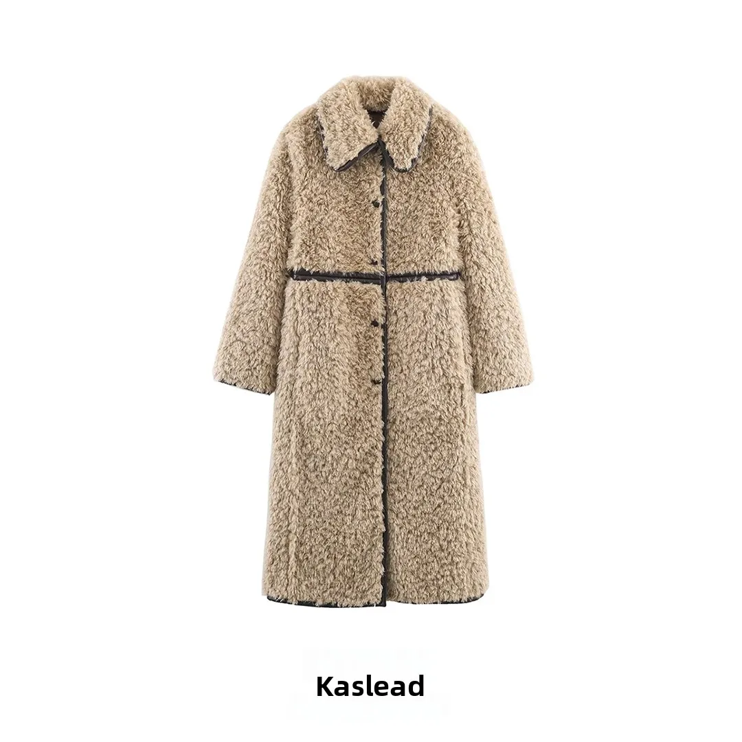 

KASLEAD New Faionable mat Long Fce Women's Coat Jaet Polyester Fiber 00% Autumn Season Ladies Premium Clothing