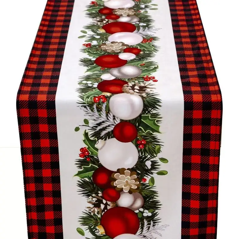 

1pcs Christmas Table Runner Classic Christmas Tree Printed Decoration Tablecloth High Quality Waterproof Dining Table Cover