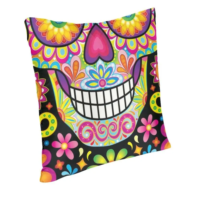 Sugar Skull Day Of The Dead Art Throw Pillow Cover Home Decorative Custom Square Mexican Skull Cushion Cover 45x45cm Pillowcover